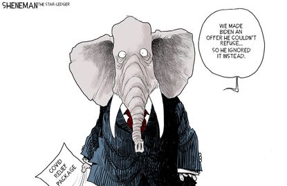 Political Cartoon U.S. gop biden stimulus