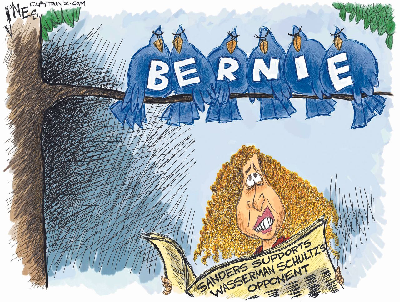 Political Cartoon U.S. bernie Birds 2016