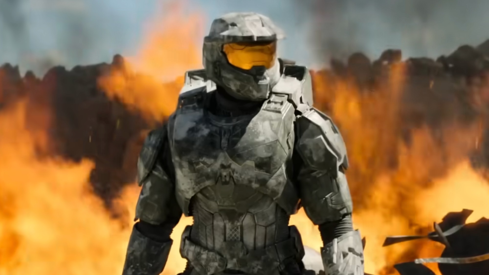 Master Chief amidst the flames. 