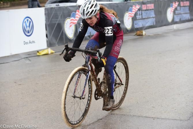 Women's collegiate racing at USA Cycling Cyclo-cross National Championships in Austin, Texas.