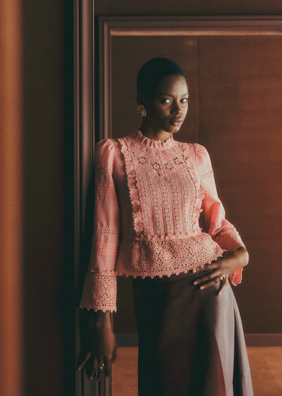 Tomoe Blouse - Rosewood Lace - Organic Cotton - Sézane