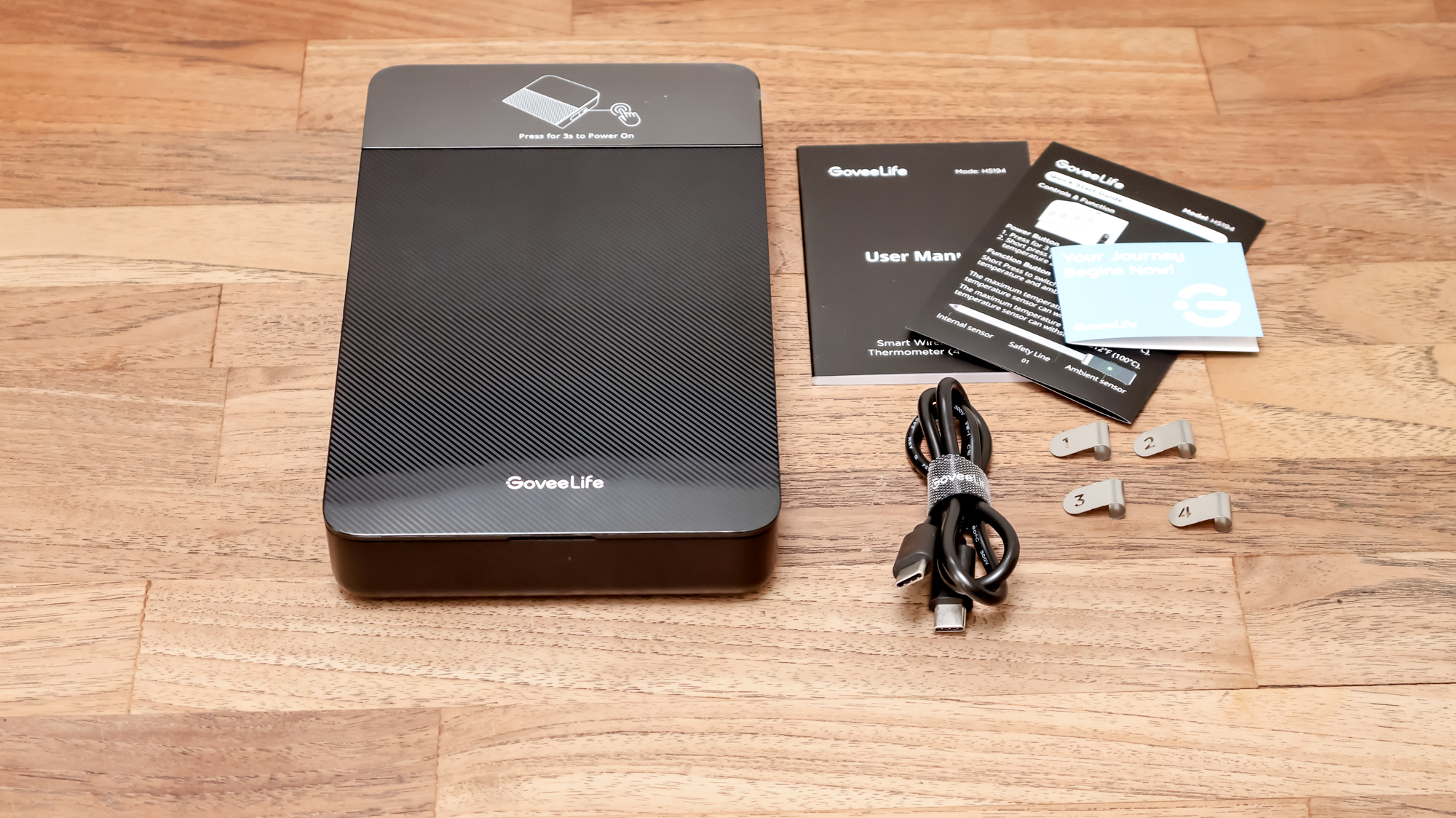 Unboxed GoveeLife Smart Wireless Meat Thermometer on a kitchen surface