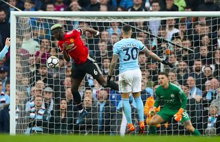 Paul Pogba scored twice as Manchester United came back to deny City