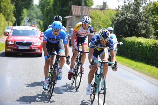 The break of the day included Jacob Rathe (Garmin-Sharp), Juan Antonio Flecha (Vacansoleil-DCM), Fumiyuki Beppu (Orica-GreenEdge) and Sander Cordeel (Lotto Belisol)