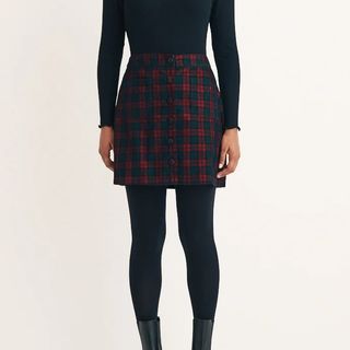 Nobody's Child Tartan Check Cord Button Through Mini Skirt