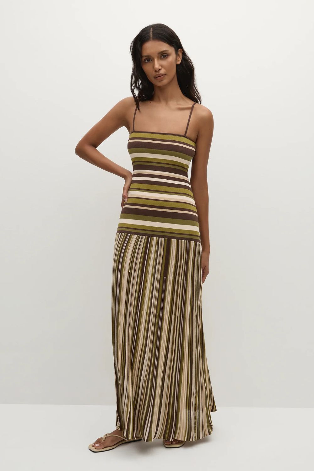 Faithfull Essenia Knit Dress Espresso Pine Stripe