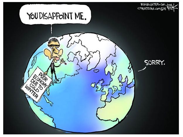 Political cartoon Obama economy weather