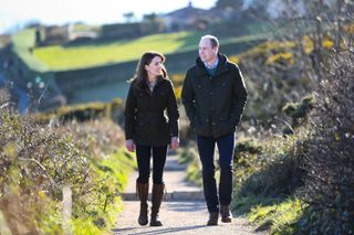 Prince William, Duke of Cambridge and Catherine, Duchess of Cambridge walk the cliff walk at Howth on March 04, 2020