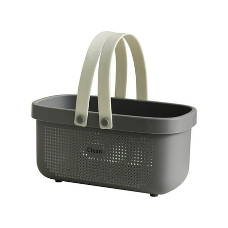 Neorosiri Large Capacity Bath Shower Basket Portable Storage Puff Shower Caddy Storage Basket Insulated Bathroom Organizer With Handle-Waterproof Abs Bathroom Organizer for College Dorm,rv & Spa,gray