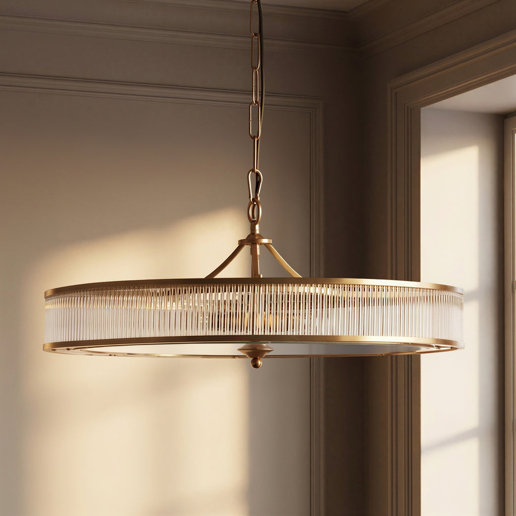 Demeter Chandelier in Brass With Glass Rods