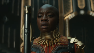 Danai Gurira's Okoye crying in Black Panther 2