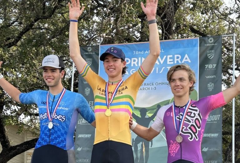 Gray Barnett (centre) won the GC title at the three-day La Primavera in Lago Vista, Texas
