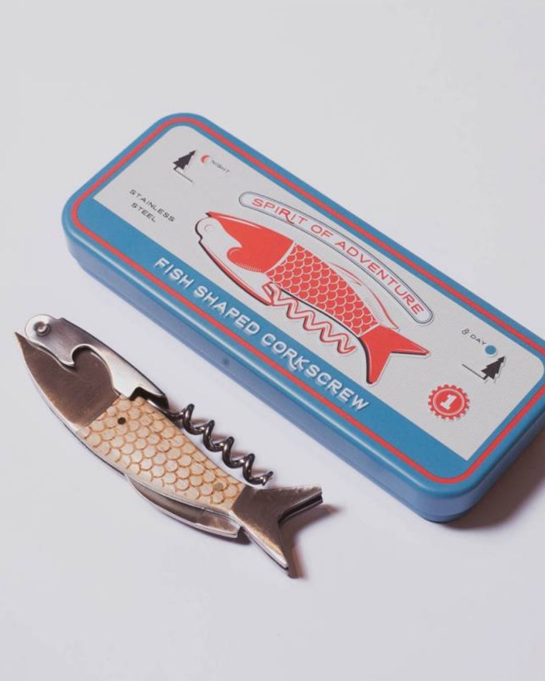 Fish Shaped Corkscrew in a Tin.