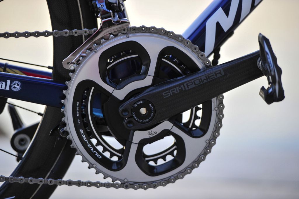 SRM crankset with Shimano Dura Ace rings for Nibali