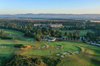 Gleneagles King's Course aerial view of approach to 18th hole