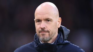 Manchester United manager Erik ten Hag looks on during the UEFA Europa League match between Manchester United and Sevilla at Old Trafford on April 13, 2023 in Manchester, United Kingdom.