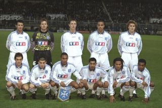 An Auxerre team photo ahead of a game against Rangers in December 1996.