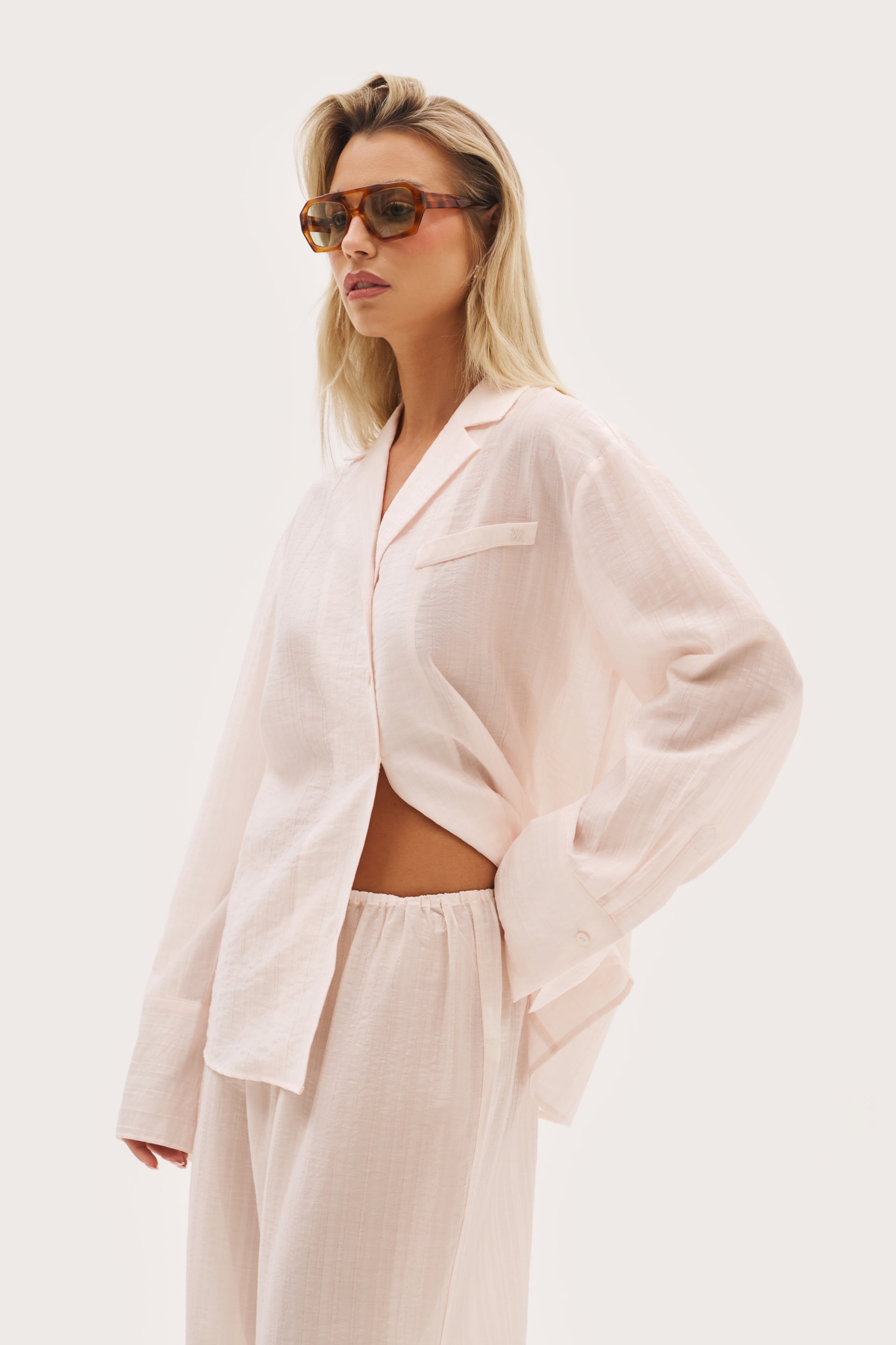 Cove Oversized Shirt - Pale Pink - 2xs