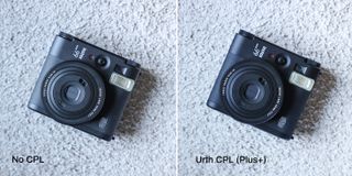 Two of the same photos of a Fujifilm Instax Mini 99 with different settings