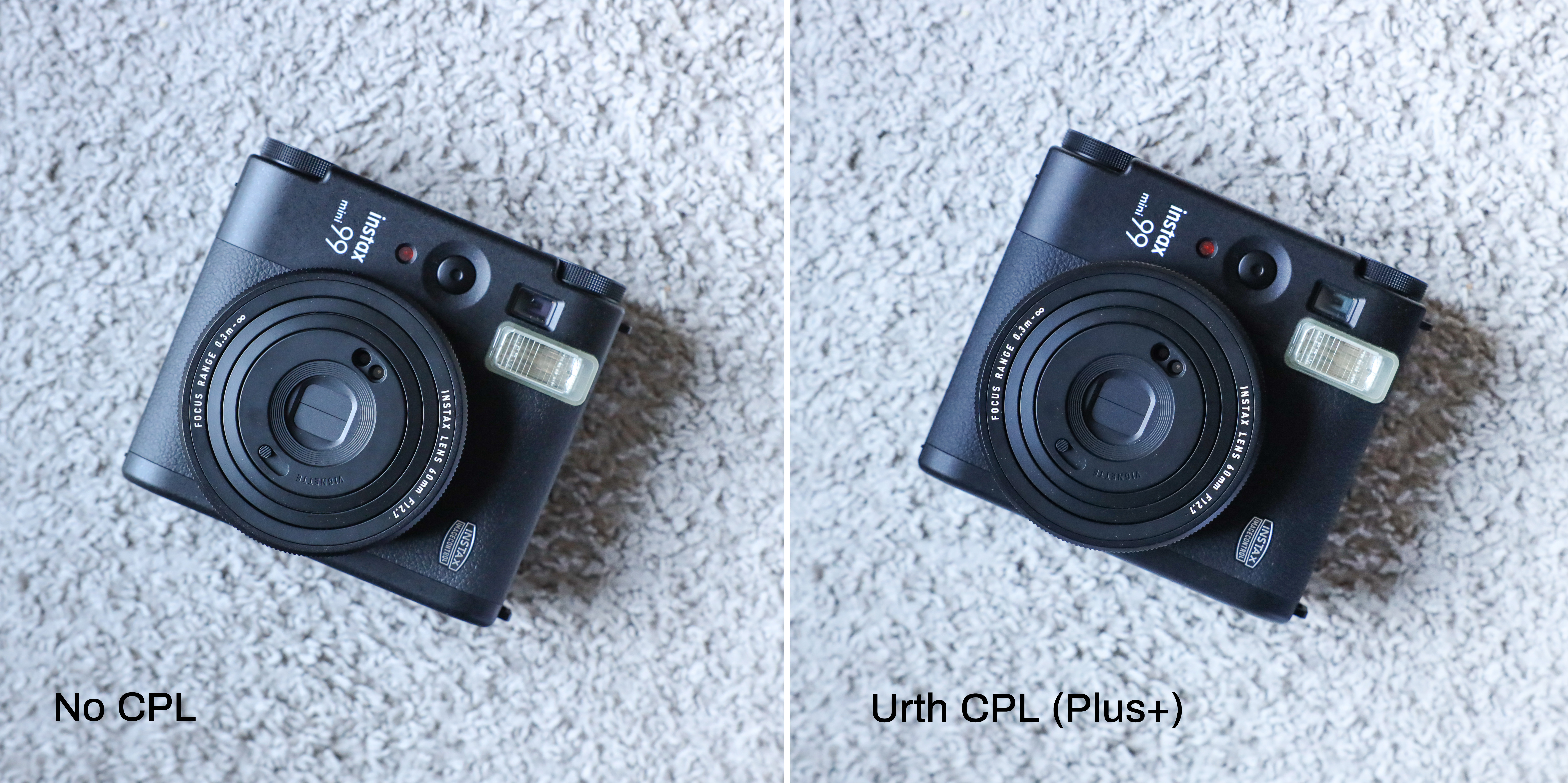 صورتان متماثلتان لكاميرا Fujifilm Instax Mini 99 بإعدادات مختلفة