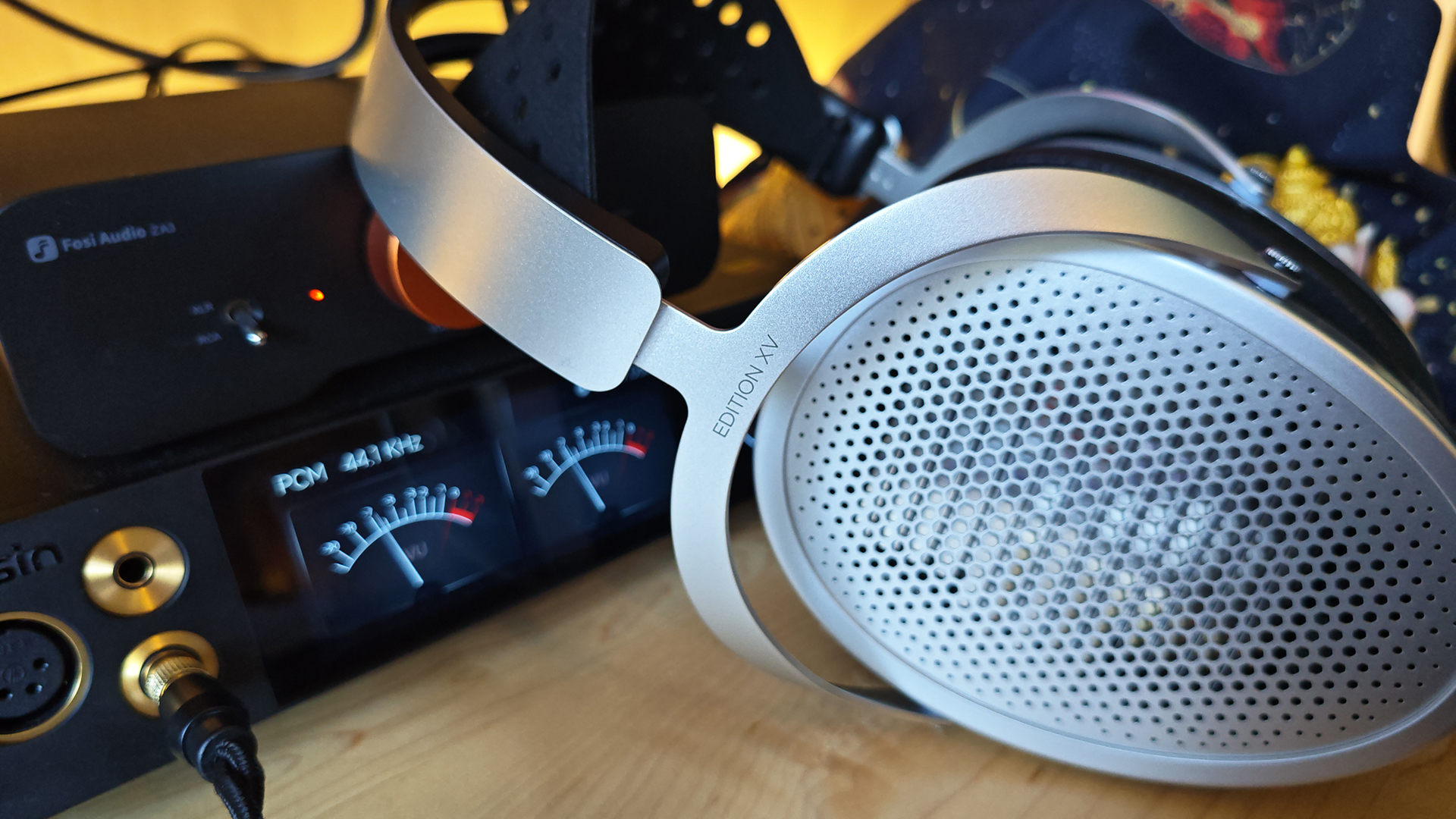 Detail of the HiFiMan Edition XV headphones.