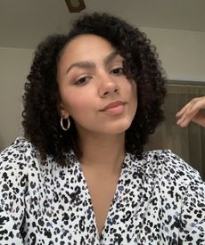 Sabrina Talbert after using curly hair products.