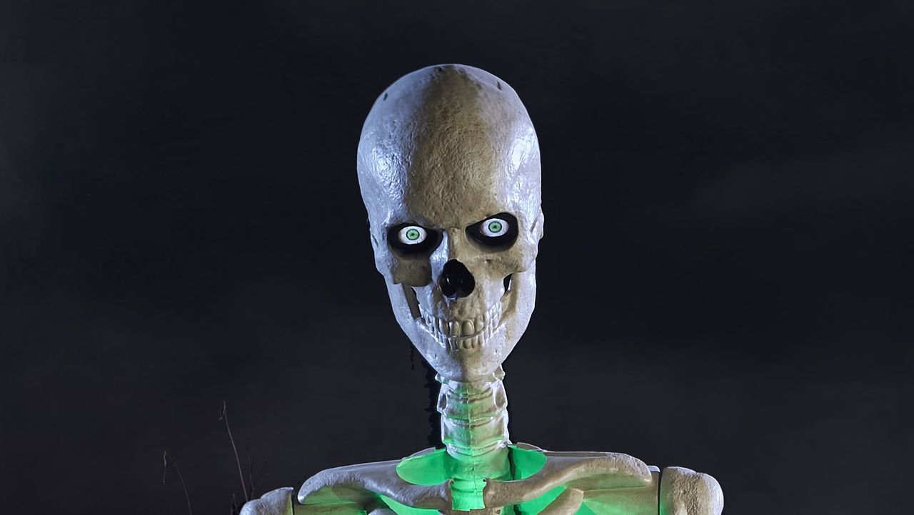 I can't wait to scare the crap out of the neighborhood kids with Home Depot's new 12-foot skeleton — it can now move and talk!