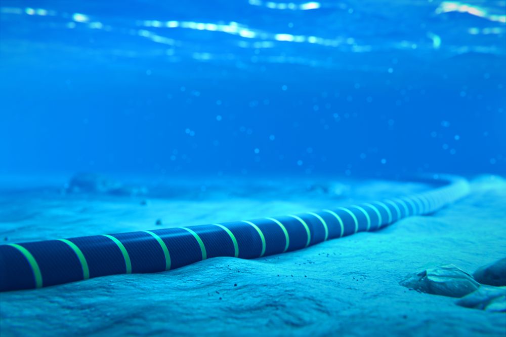 an undersea cable used to transport internet traffic around the world