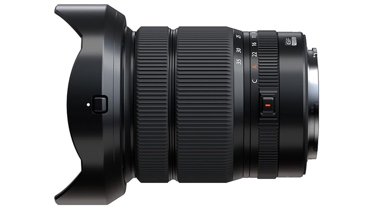 A side view of the Fujifilm GF 20-35mm f/4 R WR lens