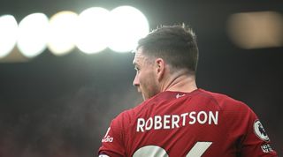Andy Robertson in action for Liverpool against Chelsea in April 2023.