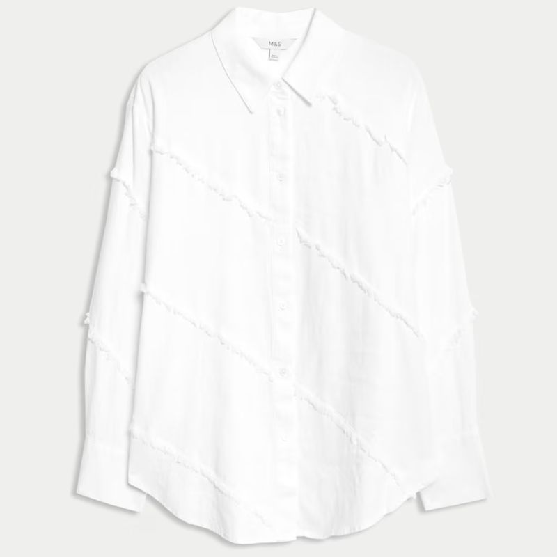 white shirt with linen fringing
