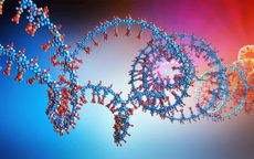 moderna stock 3d illustration of apart of RNA chain from which the deoxyribonucleic acid or DNA is composed