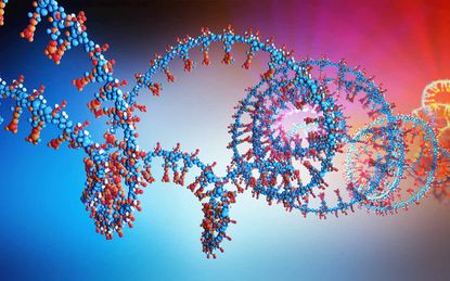 moderna stock 3d illustration of apart of RNA chain from which the deoxyribonucleic acid or DNA is composed