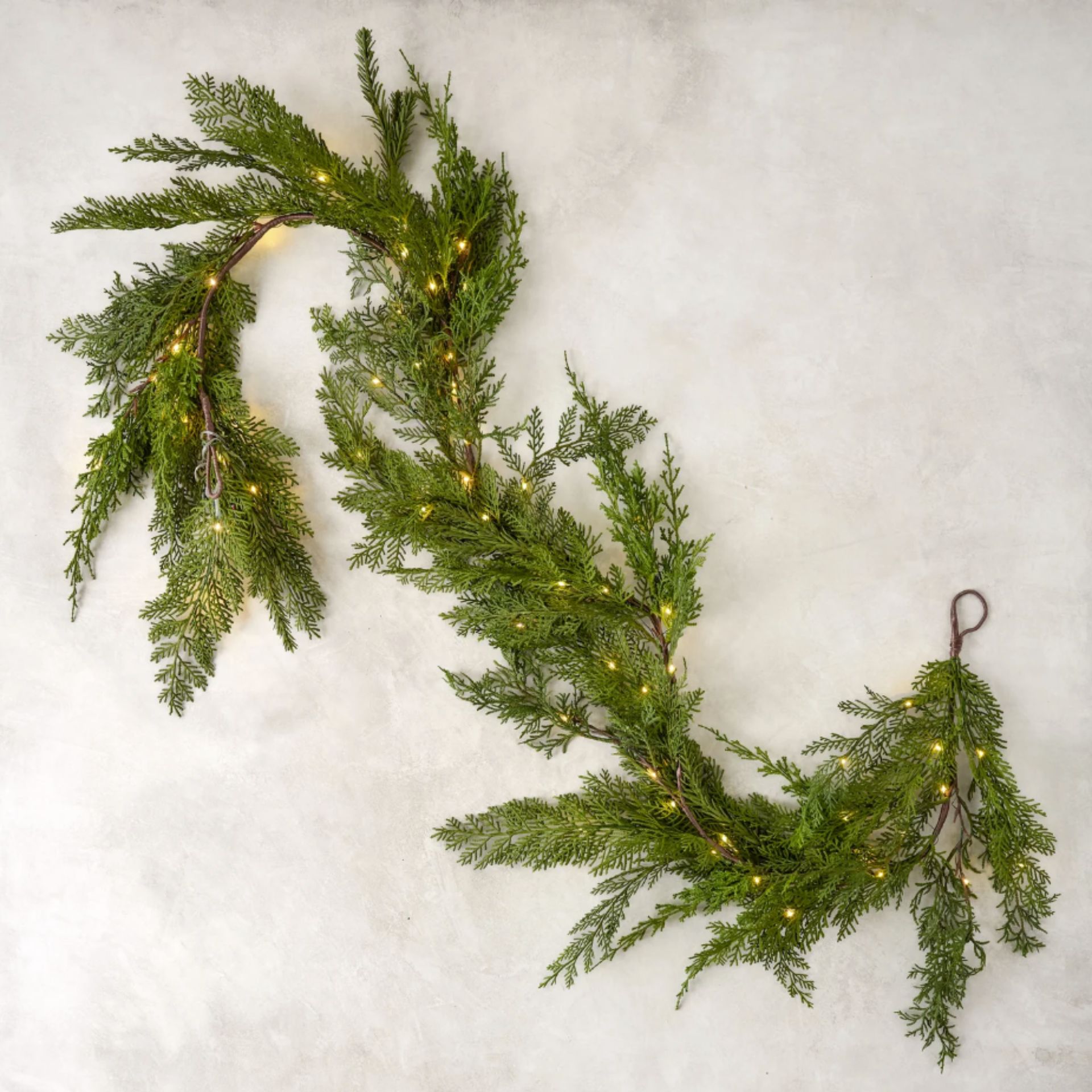 Pre-lit faux cedar garland