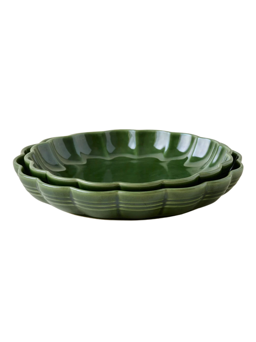 The Cottage Collection Forest Green Scalloped Baking Dish Set