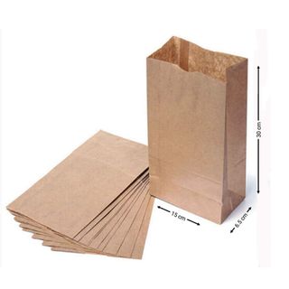 20 x Brown Kraft Block Bottom Paper Bags
