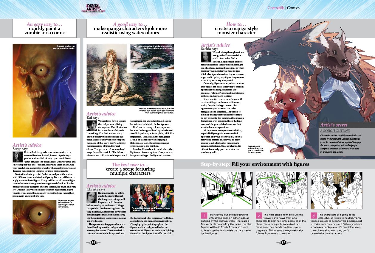 Give your comic or manga art the professional touch with advice on painting characters, expressions and cute manga creatures!