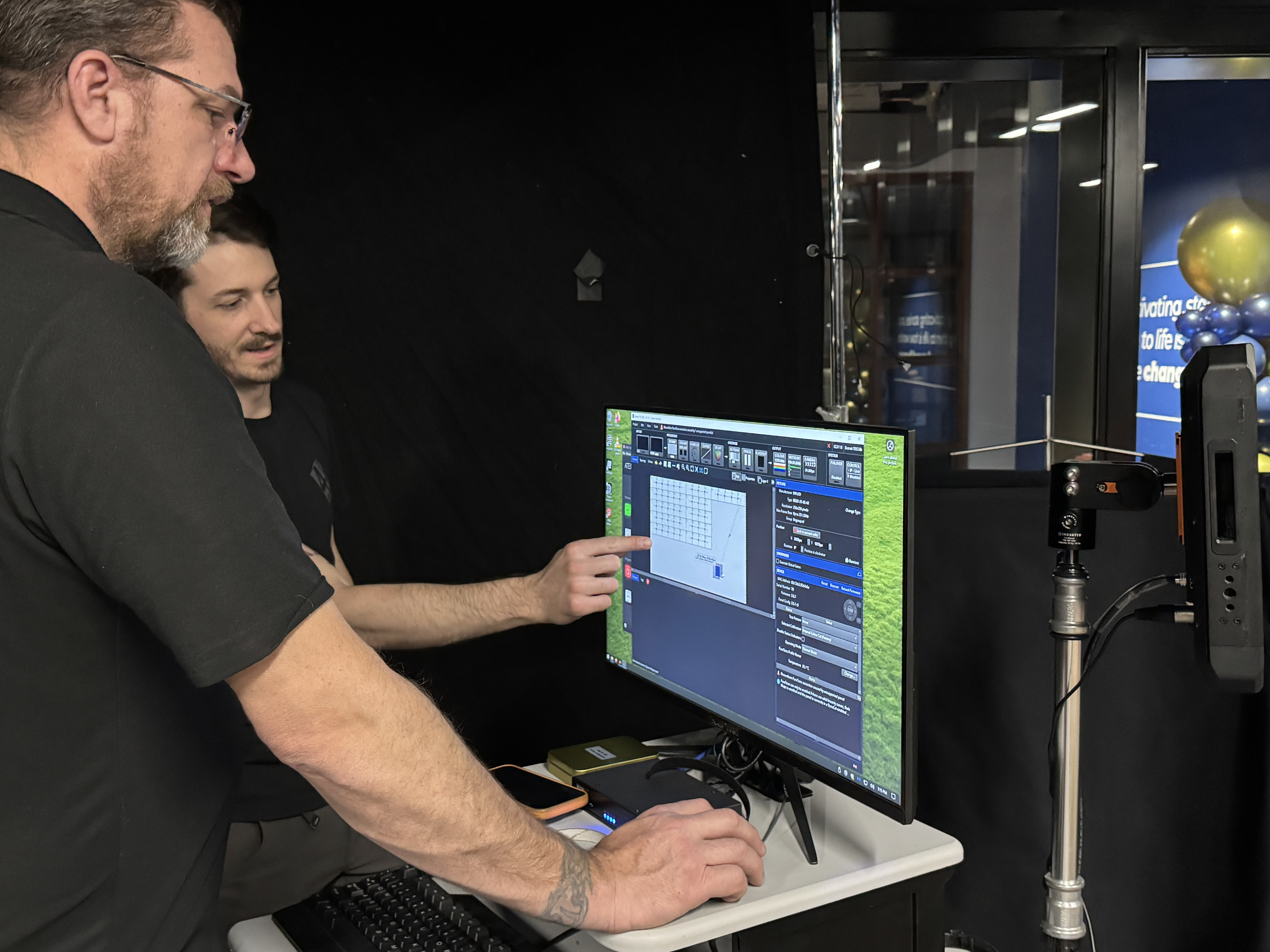 The new virtual production studio at Detroit Country Day School with a massive video wall displaying a cityscape.