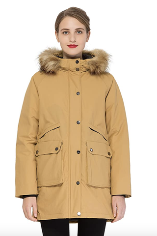 Down Jacket Winter Coat with Fur Hood Warm Parka