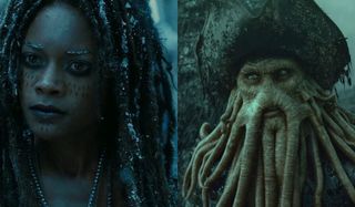 Naomie Harris as Tia Dalma/Calypso and Bill Nighty as Davy Jones in Pirates of the Caribbean
