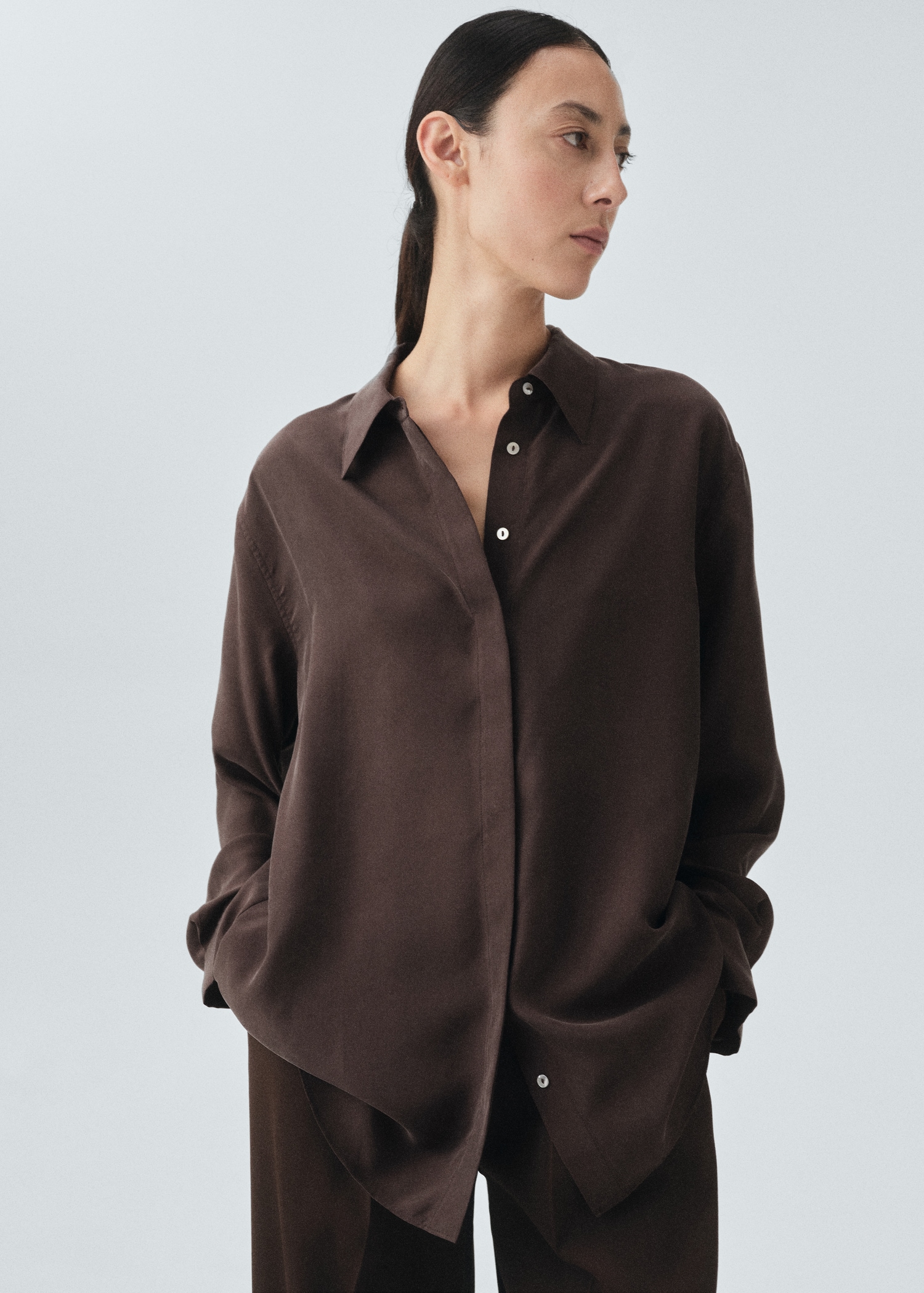 100% Silk Oversized Shirt - Women | Mango United Kingdom