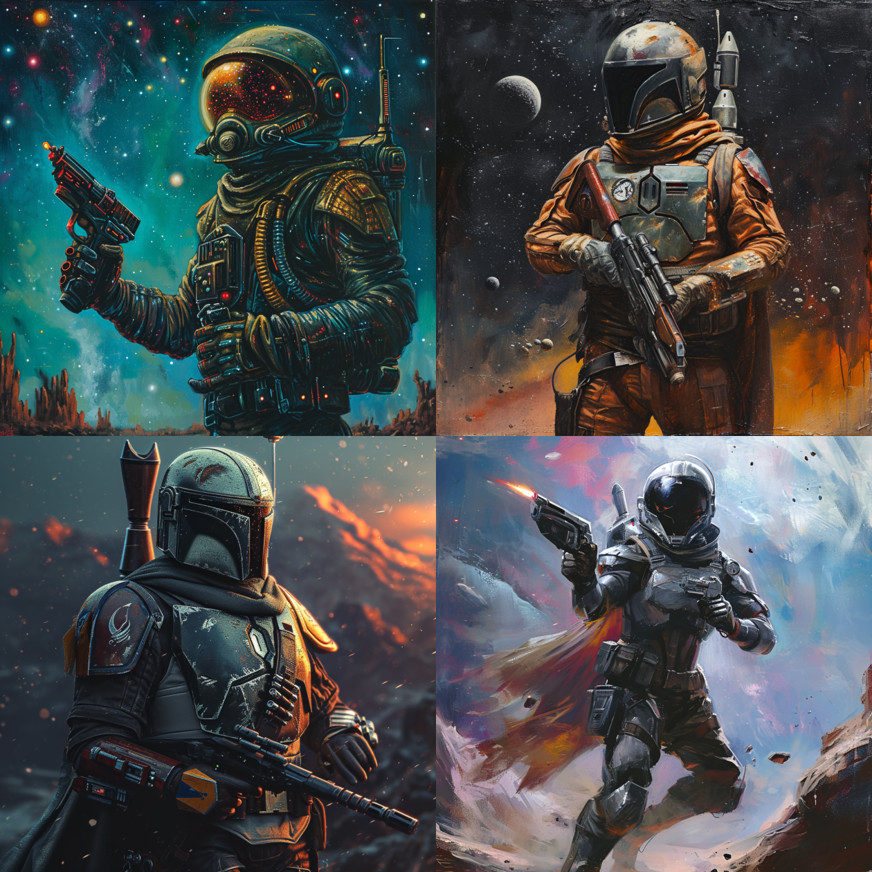 Midjourney response to outer space bounty hunter