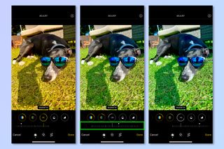 Screenshots showing how to edit images on iPhone