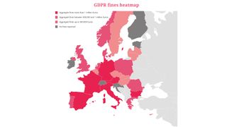 A heatmap of GDPR fines issued across the continent since May 2018