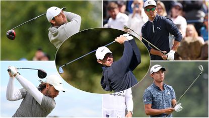 Five golfers in a montage