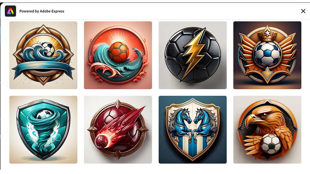 Adobe AI-generated logos for a Fantasy Premier League team