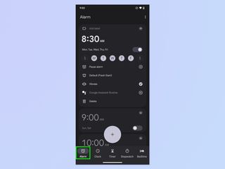 A screenshot showing how to record a custom alarm sound on Android