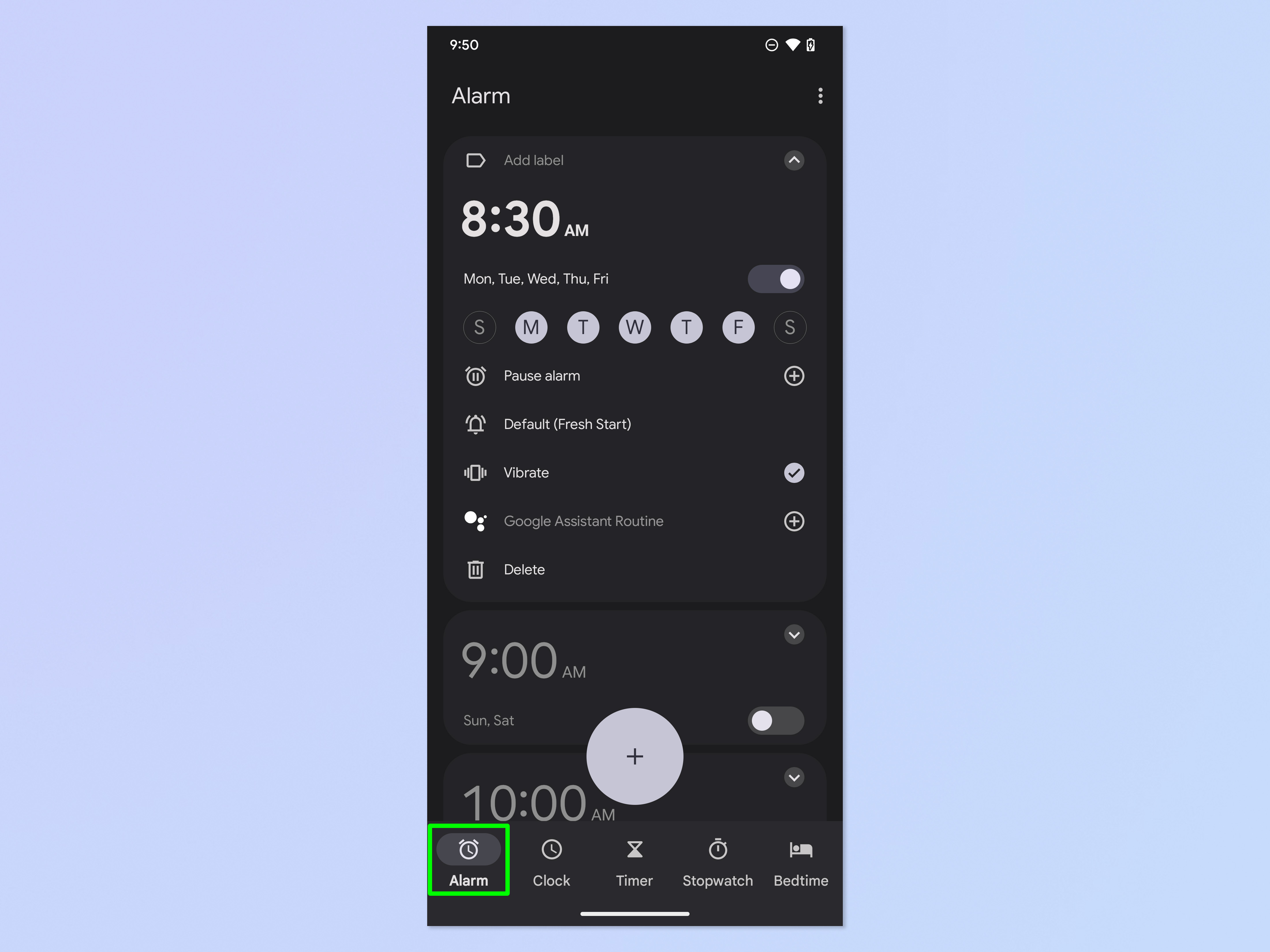 Скриншот, показывающий, как записать собственный звук будильника на Android