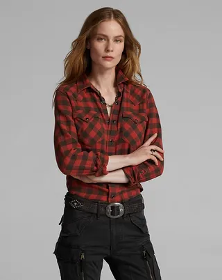 Plaid Cotton Linen Western Shirt