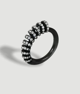 Black diamond ring, unusual jewellery by Louiza